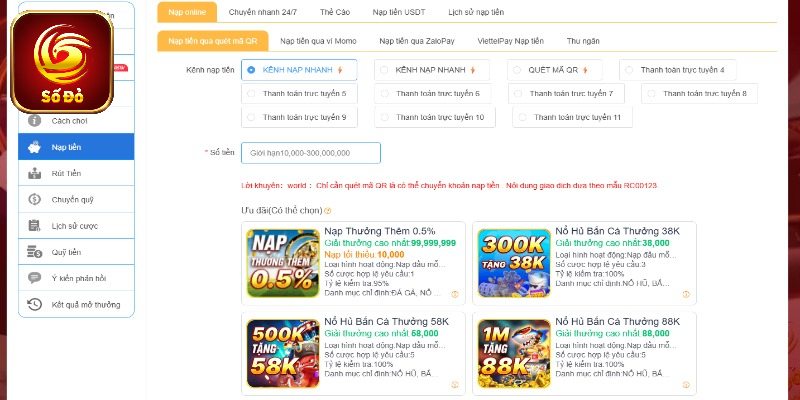 Hướng dẫn nạp tiền Sodo66 dễ hiểu